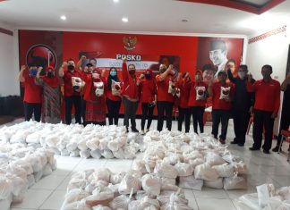 PDI Perjuangan Kab. Kudus Bagikan 1.500 Paket Sembako