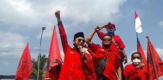 Wujud Konsistensi Kader PDI Perjuangan Purworejo Kawal Tragedi Pembakaran Bendera Partai