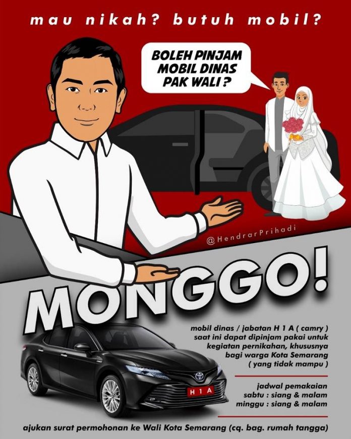 Mas Hendi Pinjamkan Mobil Dinas Walikota Untuk Pernikahan Warga Kota Semarang Secara Gratis