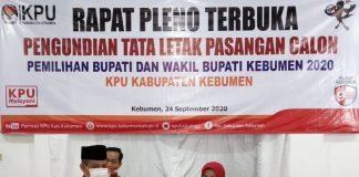 Gelar Pleno Terbuka, KPU Kebumen Tetapkan Tata Letak Paslon