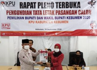 Gelar Pleno Terbuka, KPU Kebumen Tetapkan Tata Letak Paslon