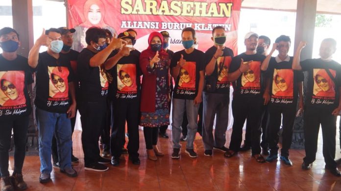Dukung Hj. Sri Mulyani, Aliansi Buruh Klaten Lakukan Deklarasi