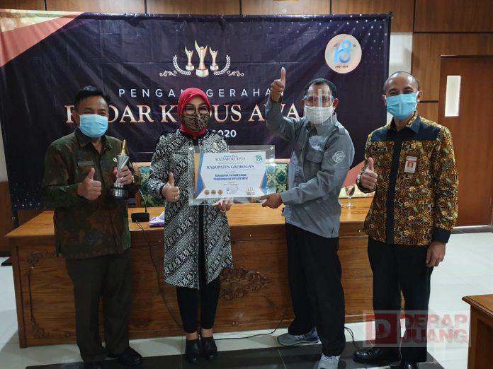 Grobogan Terima Penghargaan Kabupaten Terbaik Kategori Pembangunan Infrastruktur