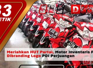 Meriahkan HUT Partai, Motor Inventaris PAC Dibranding Logo PDI Perjuangan