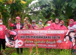 HUT ke-48, PDI Perjuangan Kebumen Tanam Pohon di DAS Lukulo