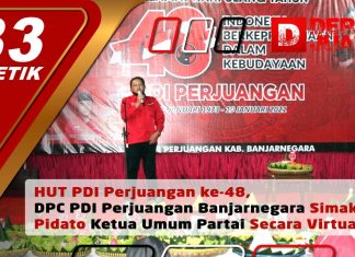 HUT Partai ke 48 DPC PDI Perjuangan Banjarnegara Simak Pidato Ketua Umum Partai Secara Virtual
