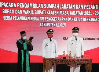 Pelantikan Hj. Sri Mulyani-H. Yoga Hardaya Sebagai Bupati dan Wakil Bupati Klaten Masa Bakti 2021-2026