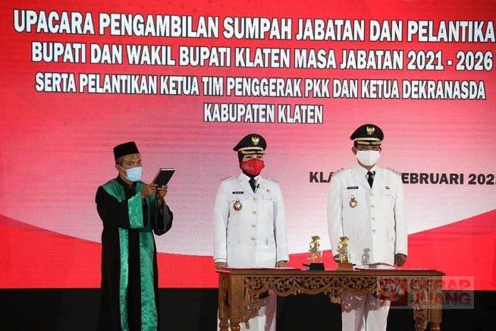 Pelantikan Hj. Sri Mulyani-H. Yoga Hardaya Sebagai Bupati dan Wakil Bupati Klaten Masa Bakti 2021-2026