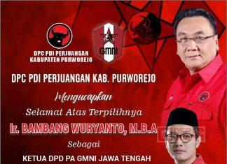 PDI Perjuangan Purworejo Ucapkan Selamat atas Terpilihnya Bambang Wuryanto sebagai Ketua PA GMNI Jateng