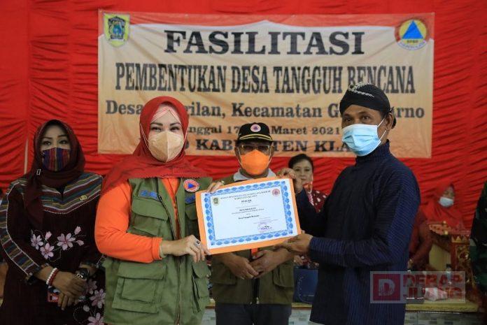 Hj. Sri Mulyani Hadiri Acara Fasilitasi Pembentukan Desa Tangguh Bencana di Kecamatan Gantiwarno