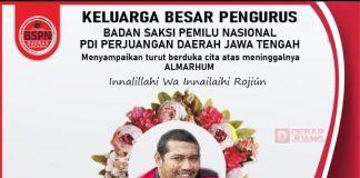 Mirza Mahlevi Tutup Usia, DPC PDI Perjuangan Kota Pekalongan Panjatkan Doa