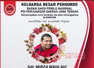 Mirza Mahlevi Tutup Usia, DPC PDI Perjuangan Kota Pekalongan Panjatkan Doa