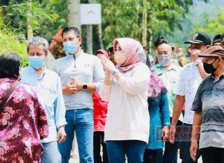 Sri Mulyani Tinjau Lokasi Rencana Pembangunan Jembatan Gantung di Girpasang