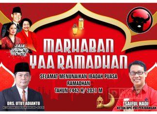 Ucapkan Marhaban Yaa Ramadhan 1442 H, DPC PDI Perjuangan Kebumen Pasang Spanduk
