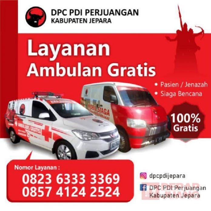 DPC PDI Perjuangan Jepara Luncurkan Layanan Mobil Ambulan Gratis..