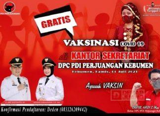 Hadapi Pandemi, DPC PDI Perjuangan Kebumen Siap Gelar Vaksinasi Gratis