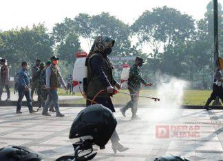 Pandemi Covid-19 Tidak Kunjung Usai, Sri Mulyani Lakukan Penyemprotan Disinfektan Secara Serentak