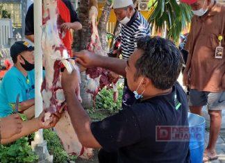 Gotong Royong, Edy Suripno Potong Hewan Kurban Bersama Warga