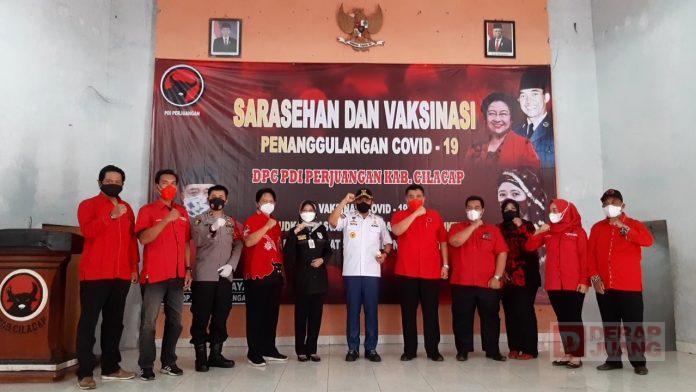 Dukung Program Pemerintah, DPC PDI Perjuangan Cilacap Selenggarakan Vaksinasi
