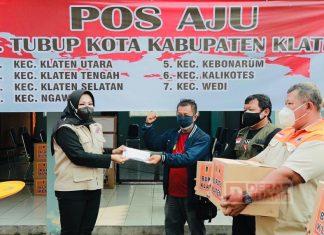 Sri Mulyani Berikan Bantuan Kepada Posko Relawan Covid-19 di Kabupaten Klaten