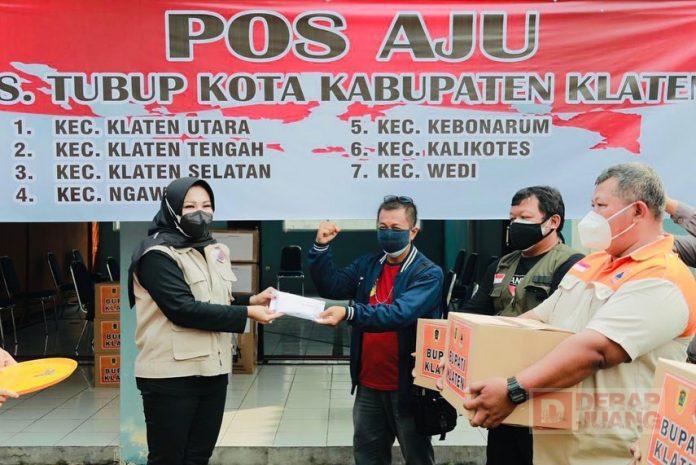 Sri Mulyani Berikan Bantuan Kepada Posko Relawan Covid-19 di Kabupaten Klaten