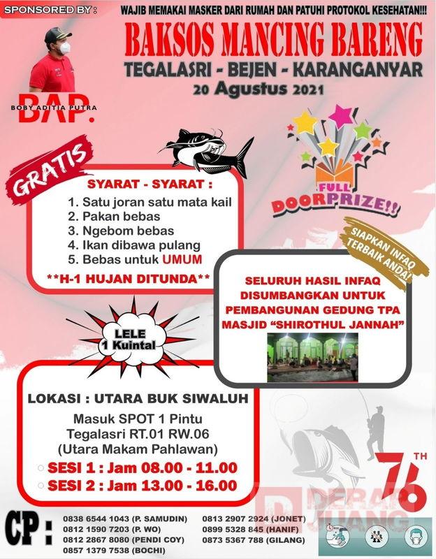 Semarakkan HUT RI ke-76, Mas Bobi Gelar “Mancing Bareng”