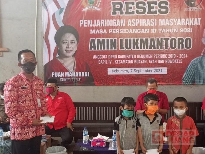 Amin Lukmantoro Jaring Aspirasi, Sekaligus Santuni Anak Yatim