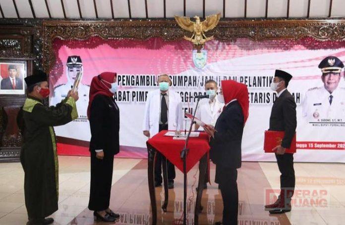 Bupati Tiwi Lantik Sekda Perempuan Pertama di Kabupaten Purbalingga