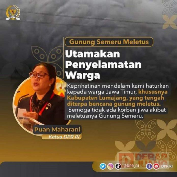 Gunung Semeru Meletus, Puan Utamakan Penyelamatan Warga