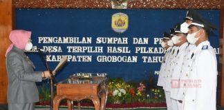 Lantik Kepala Desa, Sri Sumarni Minta Pelayanan Optimal dan Tanggap