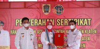 Bupati Klaten Terima 770 Sertifikat Tanah Aset Pemkab
