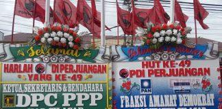 HUT PDI Perjuangan ke-49, Kantor DPC Cilacap Dibanjiri Karangan Bunga Ucapan Selamat