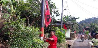 Sambut HUT PDI Perjuangan ke-49, Ranting Desa Randegan Pasang Bendera Partai