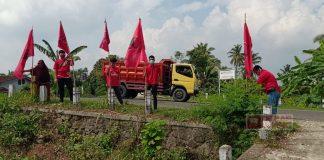 Semarak HUT PDI Perjuangan ke-49, Banteng Cilacap Pasang Ribuan Bendera Partai