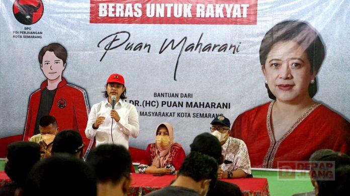 Bagikan Beras Mbak Puan, Wisda Sampaikan Makan Gotong Royong