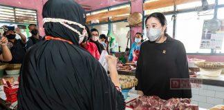 Cek Harga Pangan di Pasar Jungke, Puan Borong Bakso untuk Buka Puasa