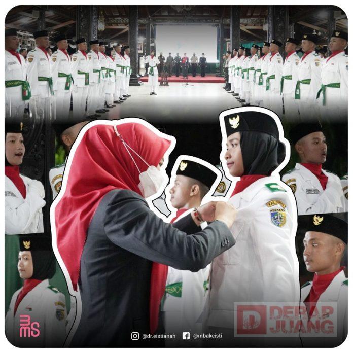Mbak Eisti Lantik Pasukan Pengibar Bendera Pusaka Kota Wali