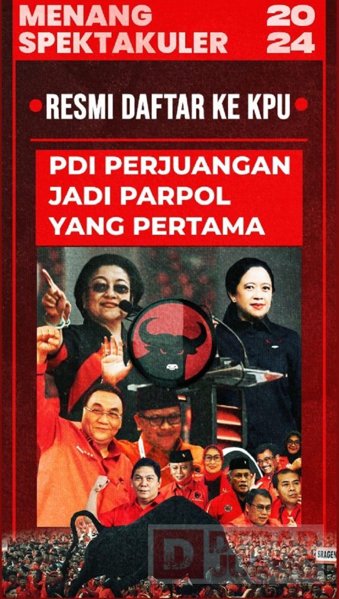 Resmi Daftar KPU, PDI Perjuangan Jadi Parpol Pertama
