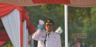 Riswadi Jadi Inspektur Upacara Penurunan Bendera Merah Putih di HUT RI ke 77