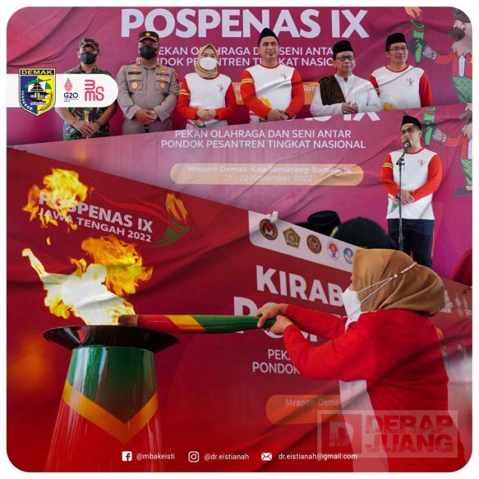 Disambut Langsung Mbak Eisti, Kirab Obor Pospenas Singgah di Ponpes Girikusumo