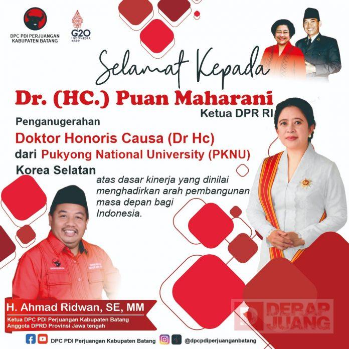 Mbak Puan Dapat Gelar Doktor Honoris Causa, Ridwan Kita Apresiasi dan Kita Banggakan
