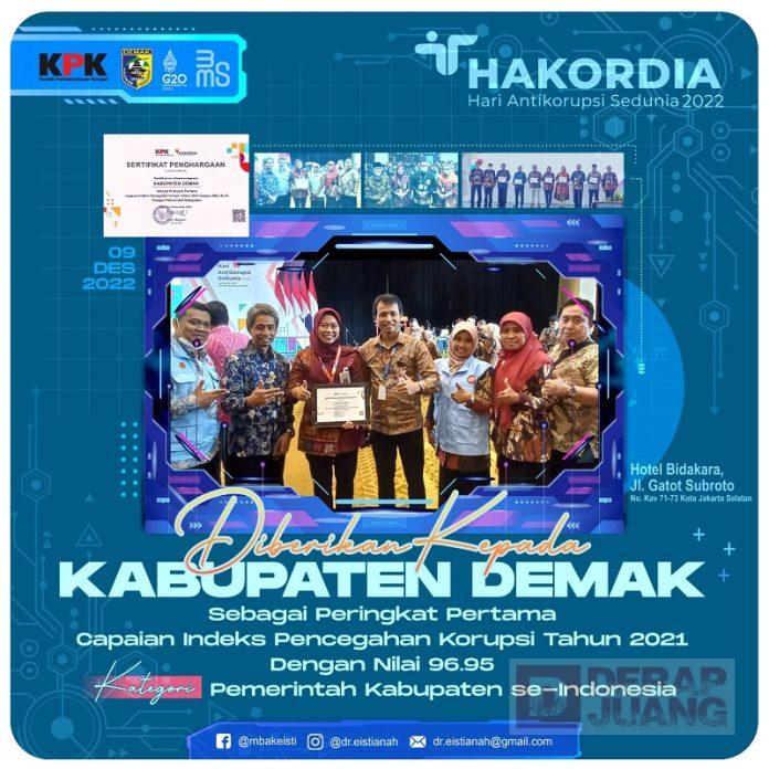 Mbak Eisti Capaian Ini Menjadi Bukti, Integritas Demak Terlegitimasi KPK