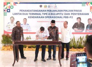 Ditjen Hubdat dan Pemkab Banyumas Tandatangani Perjanjian Pinjam Pakai Terminal Tipe A Bulupitu