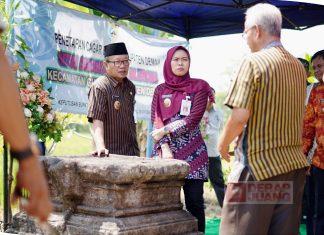 Mbak Eisti Tetapkan Wilayah Penemuan Arca Situs Dudukan Desa Blerong Sebagai Cagar Budaya