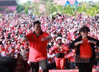 Evita Nursanty dan Sudi Rustanto Gelar Senam Kebangsaan di Juwana