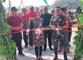 Sri Sumarni Resmikan Hasil Karya Bakti Mandiri TNI VII Desa Sambirejo