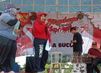 Semarakkan HUT RI, Siti Pimpin Senam Sicita Ibu-ibu PKK Desa Bucu