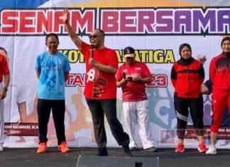 Hadiri Senam Bersama, Bagas Ajak Peserta Rutin Olahraga di Tengah Kesibukan