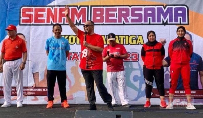 Hadiri Senam Bersama, Bagas Ajak Peserta Rutin Olahraga di Tengah Kesibukan