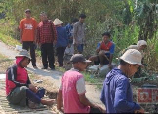Rangkul ‘Kaum Marhaen’, Suloso Turut Gotong Royong Perbaiki Jembatan